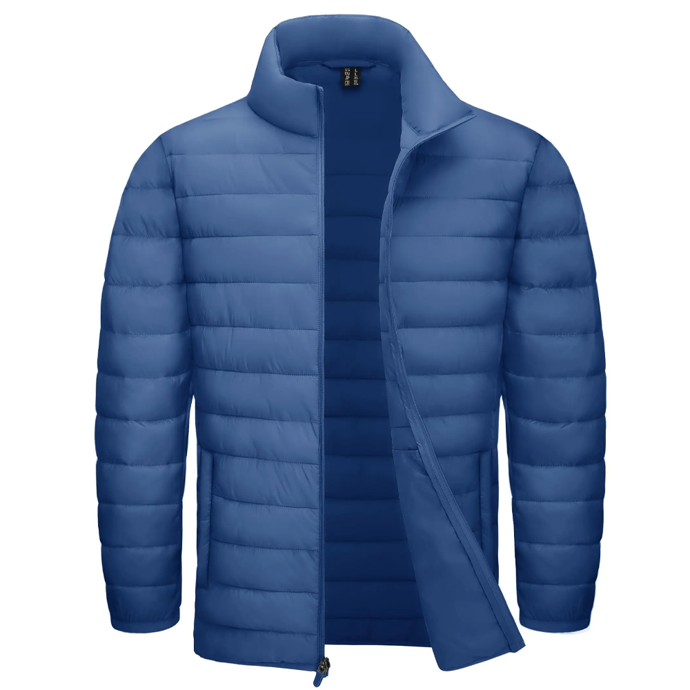 Stand Collar Lightweight Puffer Jackets Blue Gay Men Jackets - Tophatter Daily Deals
