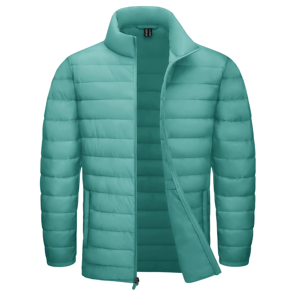 Stand Collar Lightweight Puffer Jackets Gray Green Men Jackets - Tophatter Daily Deals