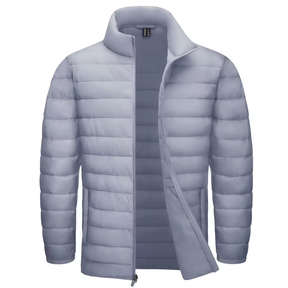 Stand Collar Lightweight Puffer Jackets Light Gray Men Jackets - Tophatter Daily Deals