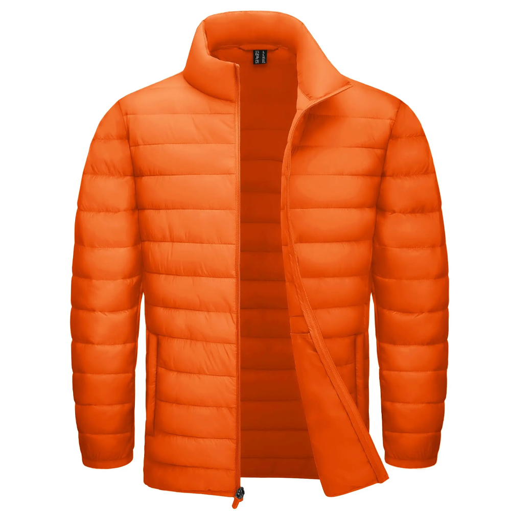 Stand Collar Lightweight Puffer Jackets Orange Men Jackets - Tophatter Daily Deals
