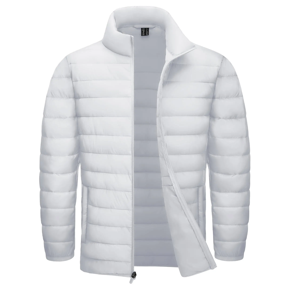 Stand Collar Lightweight Puffer Jackets White Men Jackets - Tophatter Daily Deals