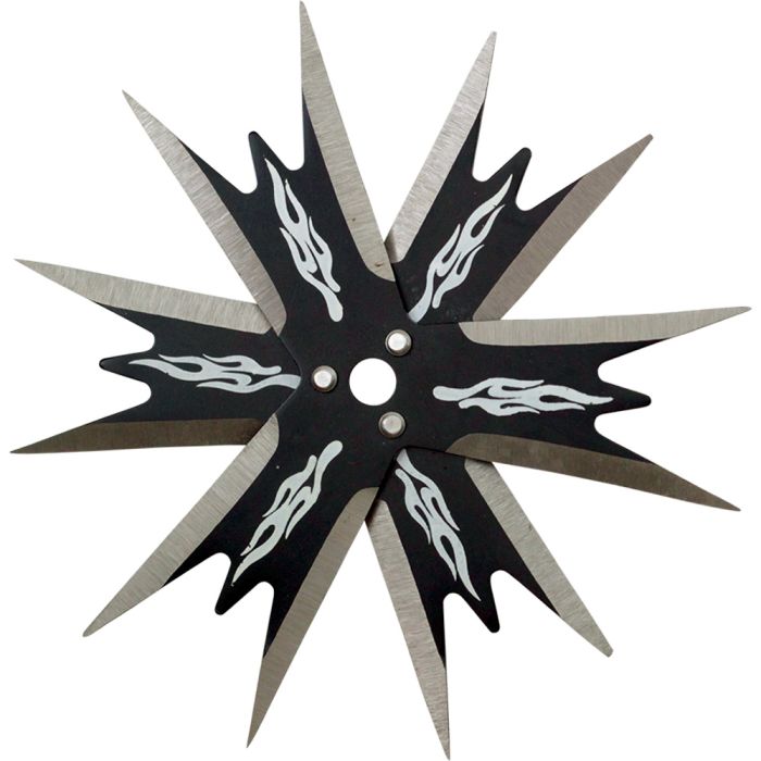 4" black 12 point Stainless Steel throwing star with flames - Tophatter Daily Deals