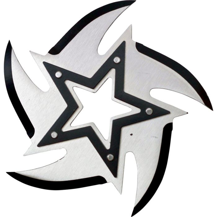 4" Chrome 5 point Stainless Steel throwing star with black star in middle - Tophatter Daily Deals
