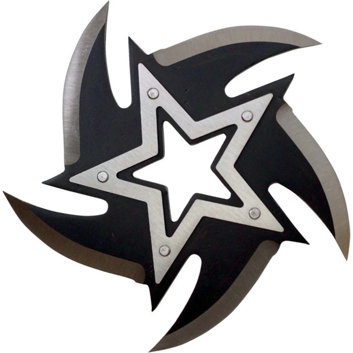 4" Black 5 point Stainless Steel throwing star with chrome star in middle - Tophatter Daily Deals