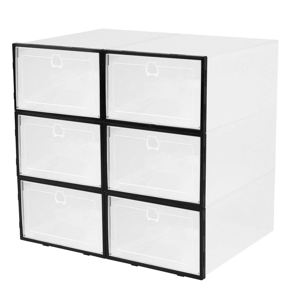 Stackable Shoe Storage Bin Transparent Dustproof Black Storage & Organization - Tophatter Daily Deals