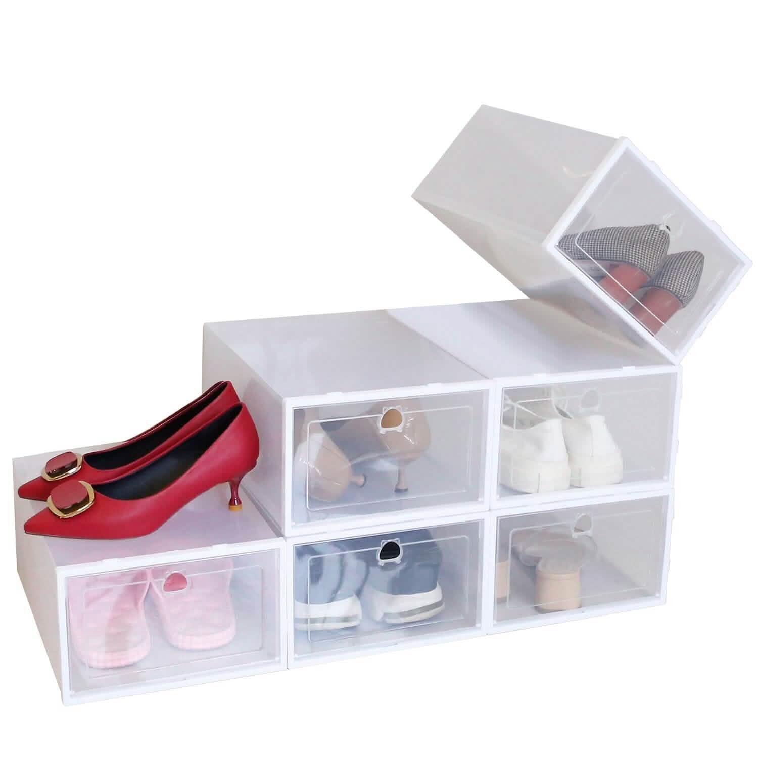 Stackable Shoe Storage Bin Transparent Dustproof Storage & Organization - Tophatter Daily Deals