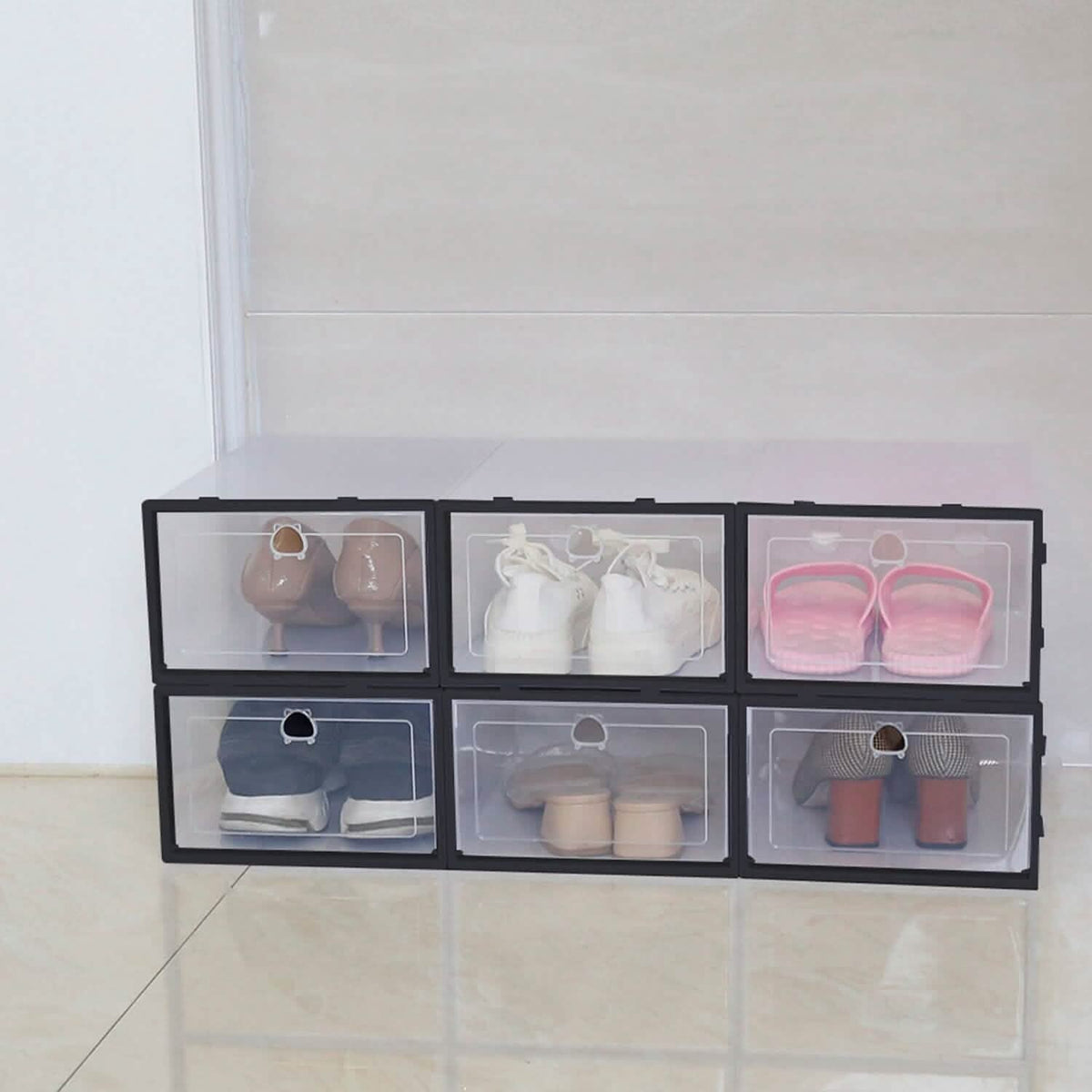 Stackable Shoe Storage Bin Transparent Dustproof Storage & Organization - Tophatter Daily Deals