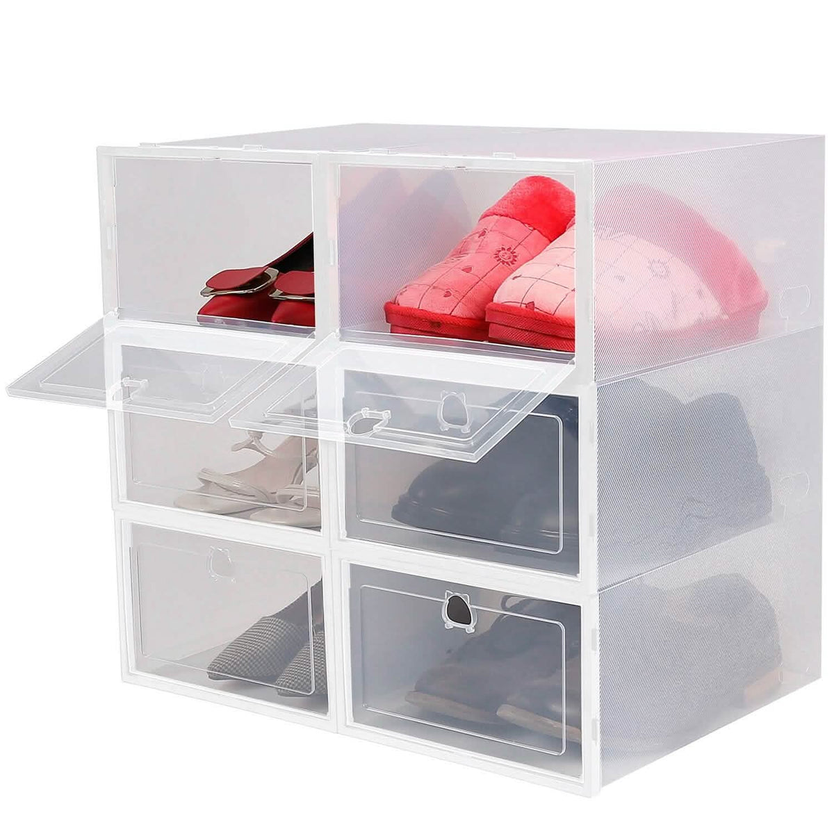 Stackable Shoe Storage Bin Transparent Dustproof Storage & Organization - Tophatter Daily Deals