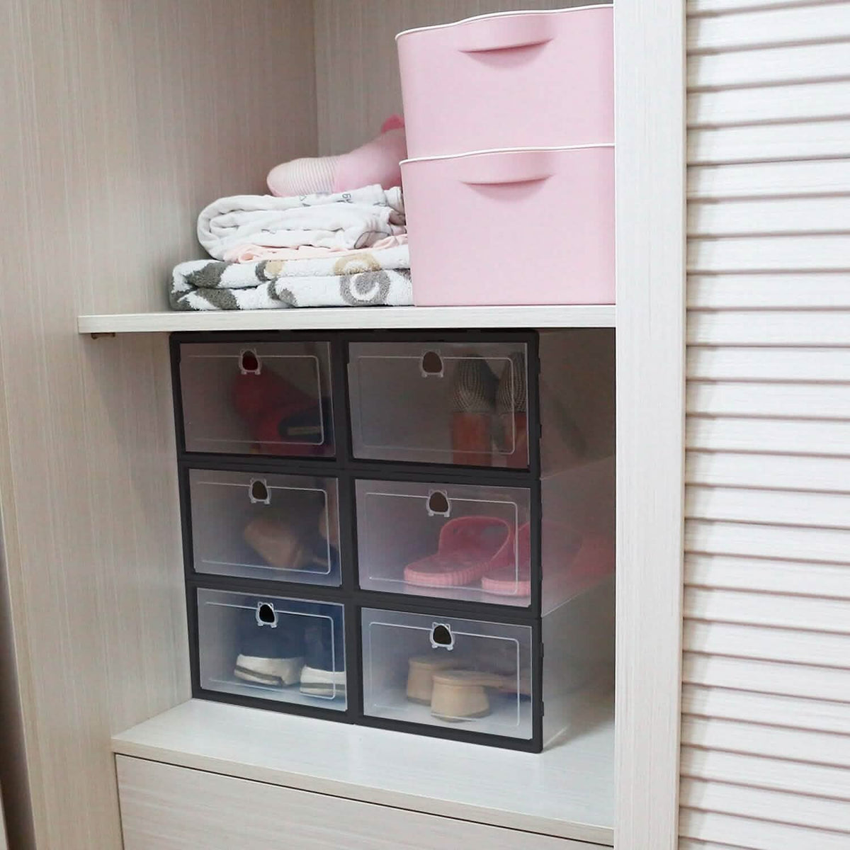 Stackable Shoe Storage Bin Transparent Dustproof Storage & Organization - Tophatter Daily Deals
