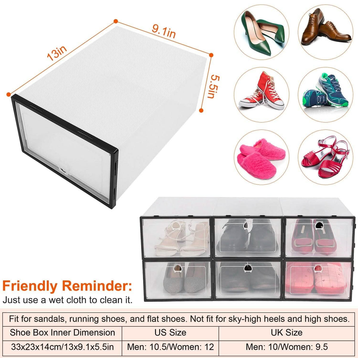 Stackable Shoe Storage Bin Transparent Dustproof Storage & Organization - Tophatter Daily Deals