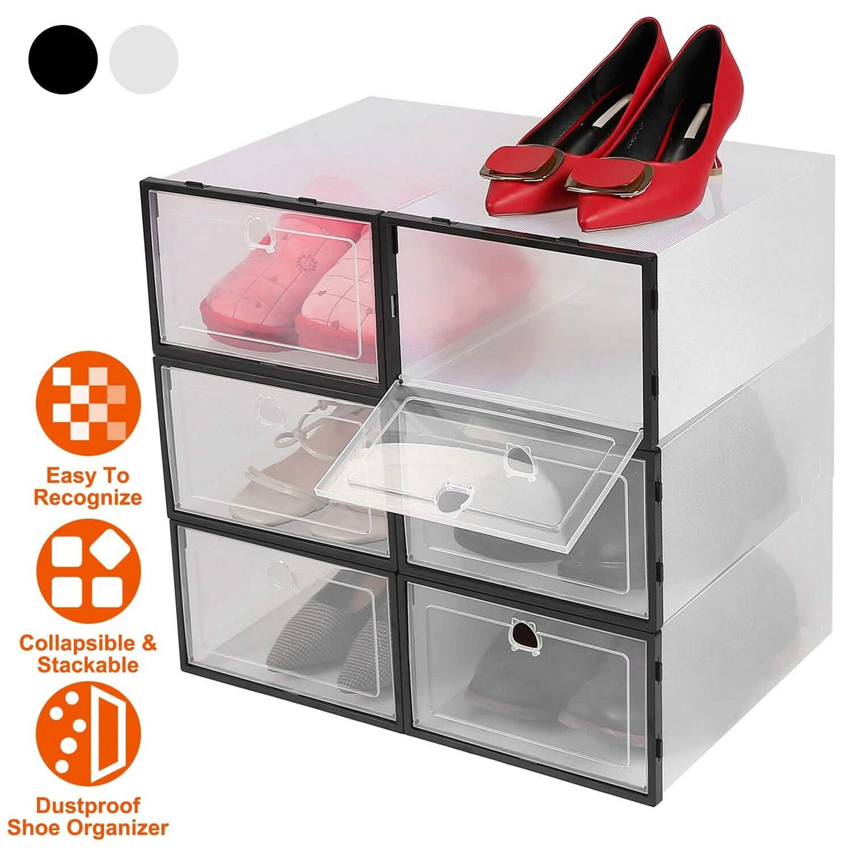 Stackable Shoe Storage Bin Transparent Dustproof Storage & Organization - Tophatter Daily Deals