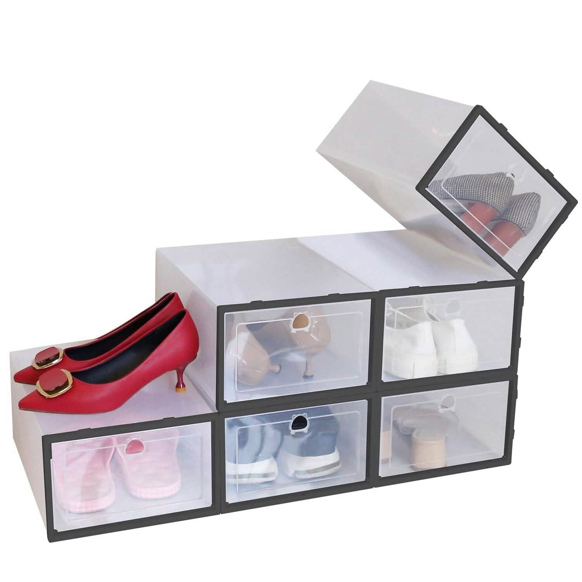 Stackable Shoe Storage Bin Transparent Dustproof Storage & Organization - Tophatter Daily Deals