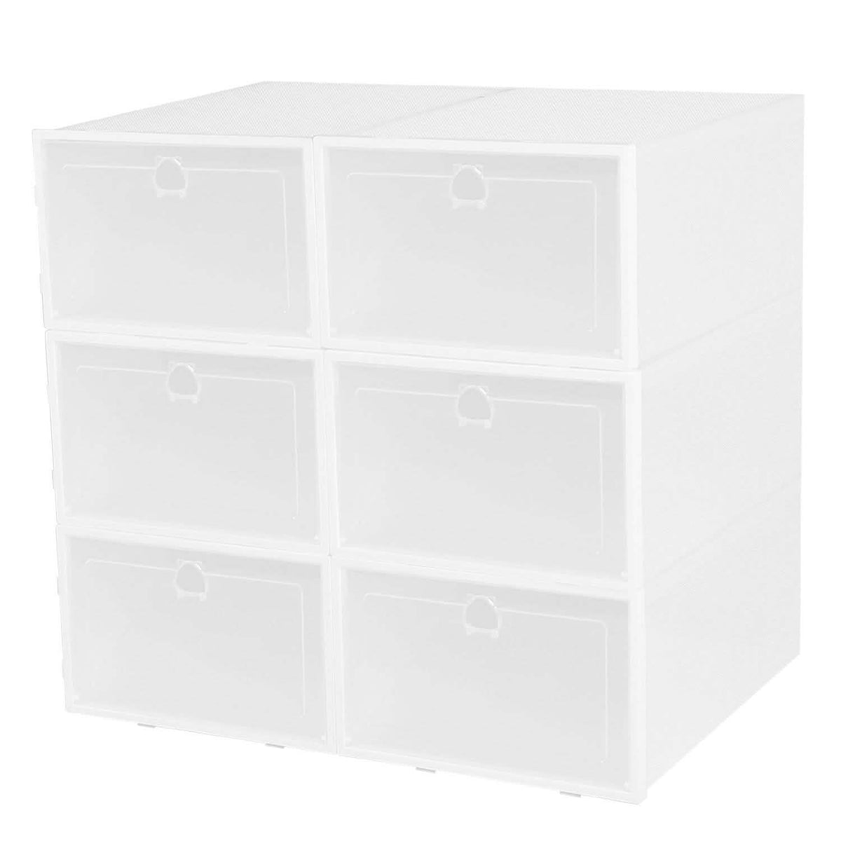 Stackable Shoe Storage Bin Transparent Dustproof White Storage & Organization - Tophatter Daily Deals