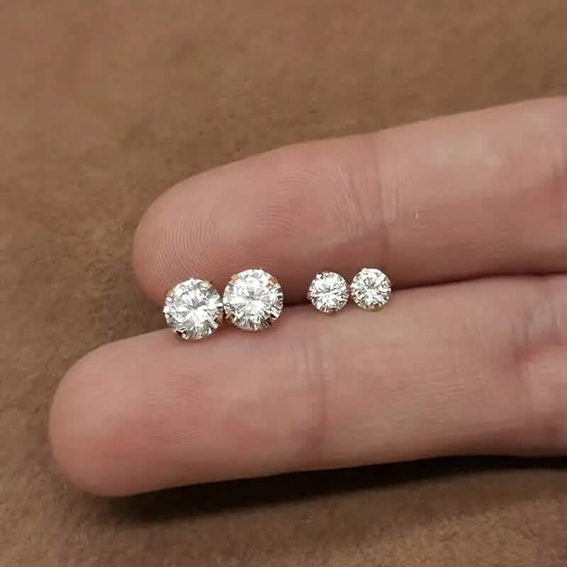 Stainless Steel 18K Gold Four-Claw Twisted Ball Zirconia Earrings Earrings - Tophatter Daily Deals