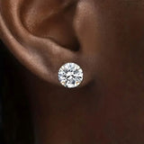 Stainless Steel 18K Gold Four-Claw Twisted Ball Zirconia Earrings Earrings - Tophatter Daily Deals