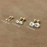 Stainless Steel 18K Gold Four-Claw Twisted Ball Zirconia Earrings Earrings - Tophatter Daily Deals