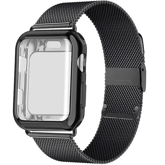 Stainless Steel Adjustable Wrist Strap with Screen Protector Black Smart Watches - Tophatter Daily Deals