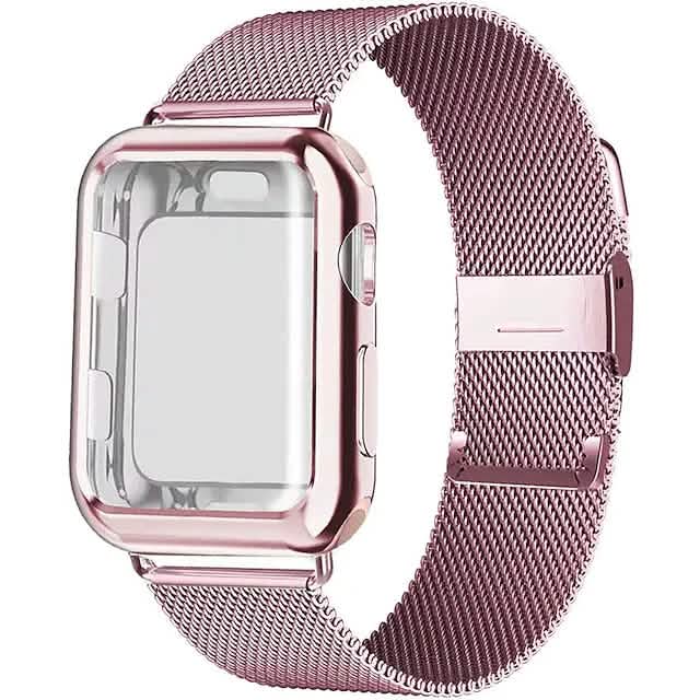 Stainless Steel Adjustable Wrist Strap with Screen Protector Pink Smart Watches - Tophatter Daily Deals