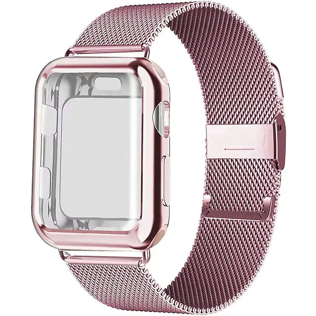 Stainless Steel Adjustable Wrist Strap with Screen Protector Pink Watch Band - Tophatter Daily Deals