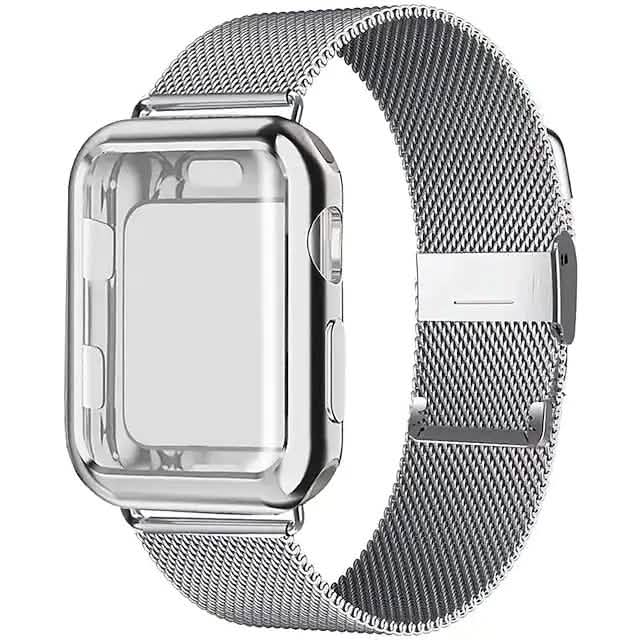 Stainless Steel Adjustable Wrist Strap with Screen Protector Silver Smart Watches - Tophatter Daily Deals