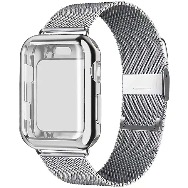 Stainless Steel Adjustable Wrist Strap with Screen Protector Silver Watch Band - Tophatter Daily Deals