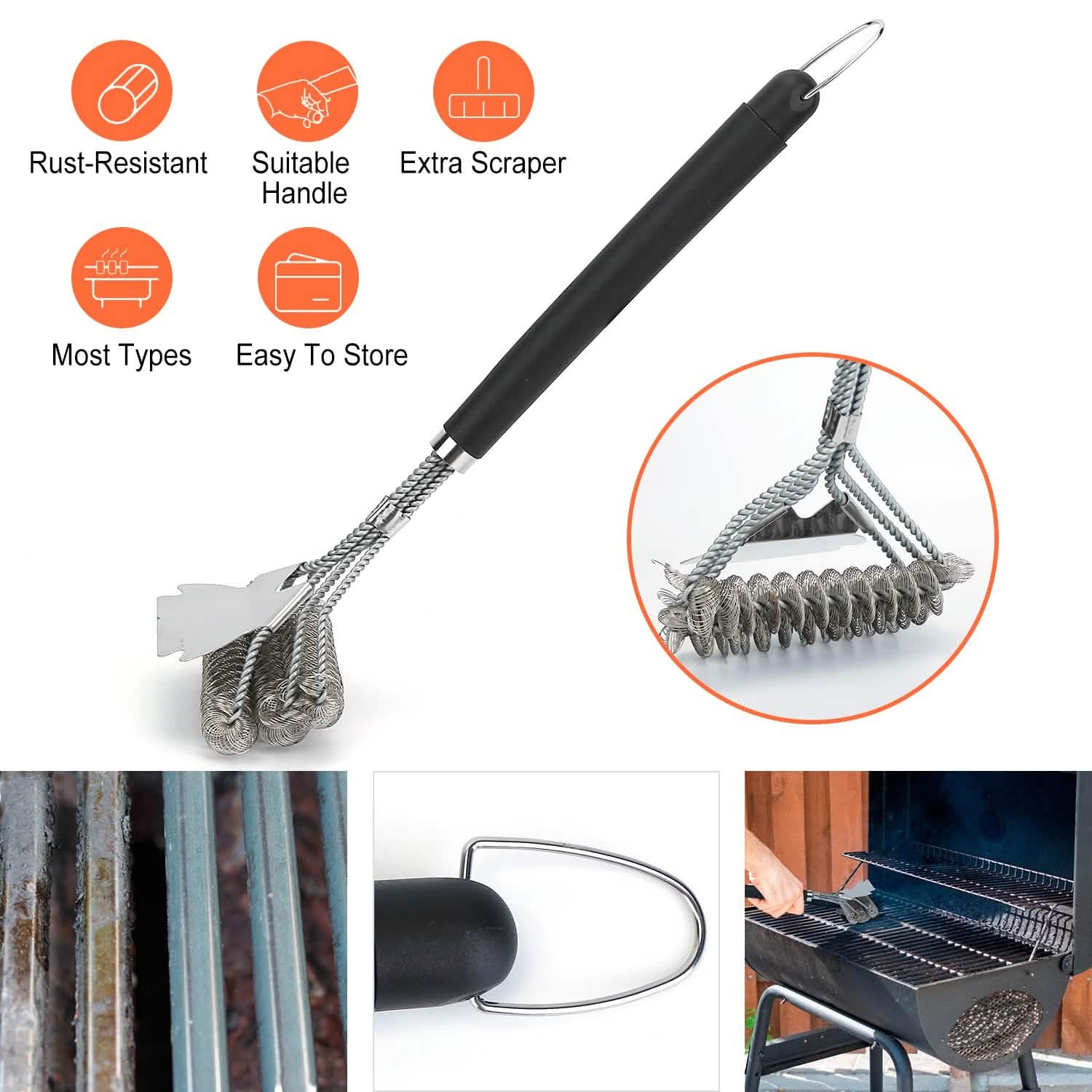 Stainless Steel BBQ Grill Cleaning Brush Kitchen Tools & Gadgets - Tophatter Daily Deals