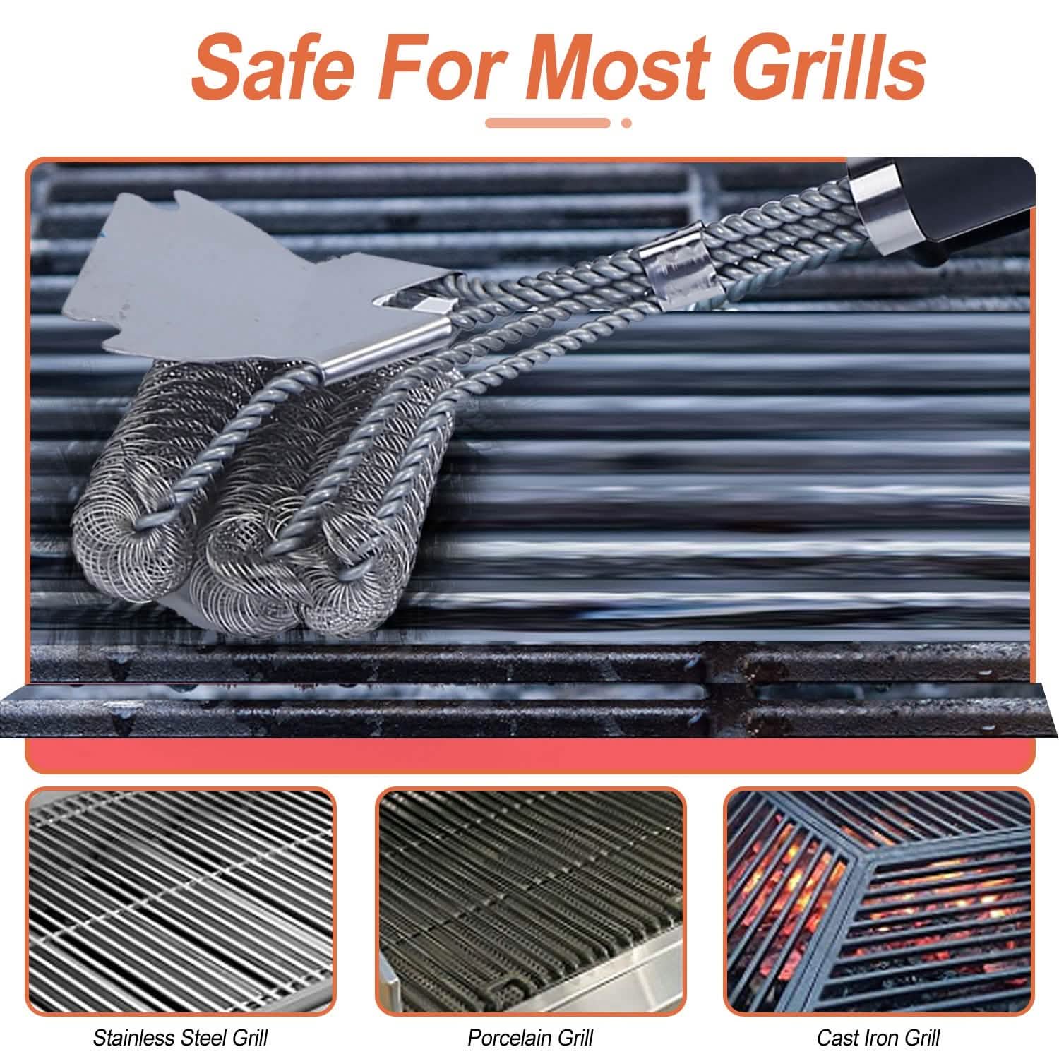 Stainless Steel BBQ Grill Cleaning Brush Kitchen Tools & Gadgets - Tophatter Daily Deals