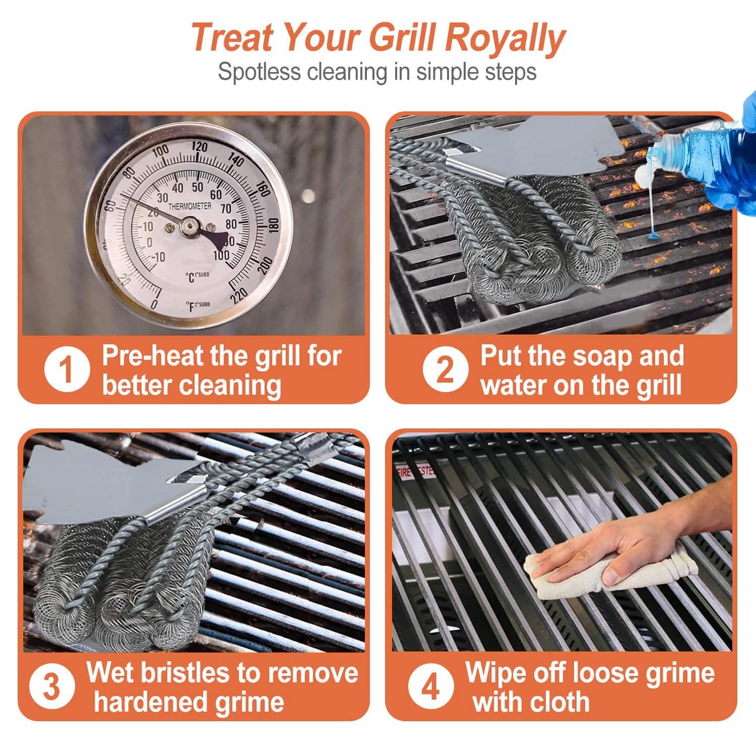Stainless Steel BBQ Grill Cleaning Brush Kitchen Tools & Gadgets - Tophatter Daily Deals