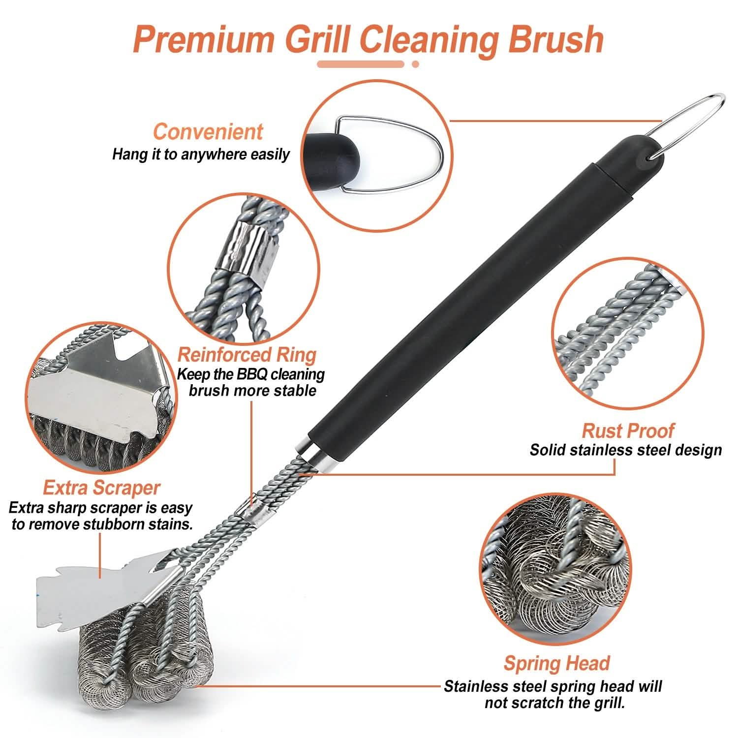 Stainless Steel BBQ Grill Cleaning Brush Kitchen Tools & Gadgets - Tophatter Daily Deals