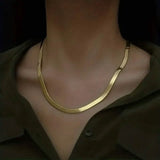 Stainless Steel Blade Unisex Flat Snake Clavicle Chain Necklaces - Tophatter Daily Deals