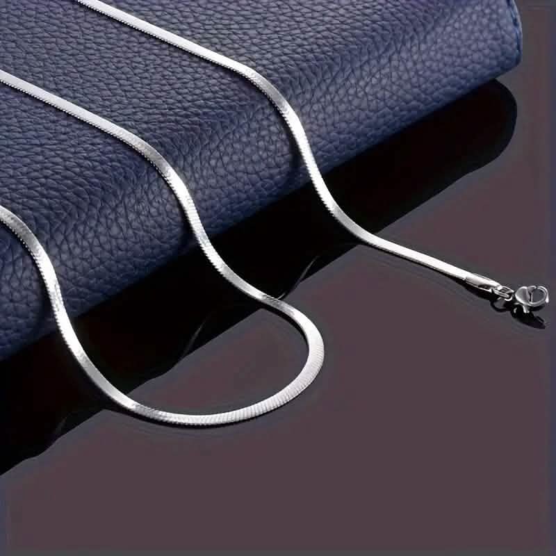 Stainless Steel Blade Unisex Flat Snake Clavicle Chain Necklaces - Tophatter Daily Deals