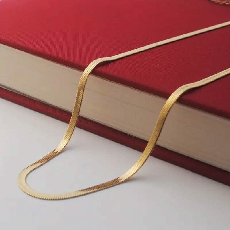 Stainless Steel Blade Unisex Flat Snake Clavicle Chain Gold Necklaces - Tophatter Daily Deals