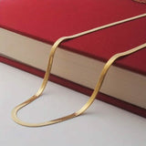 Stainless Steel Blade Unisex Flat Snake Clavicle Chain Gold Necklaces - Tophatter Daily Deals