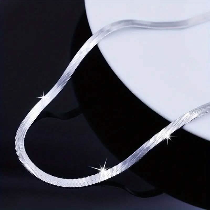 Stainless Steel Blade Unisex Flat Snake Clavicle Chain Silver Necklaces - Tophatter Daily Deals