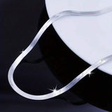 Stainless Steel Blade Unisex Flat Snake Clavicle Chain Silver Necklaces - Tophatter Daily Deals
