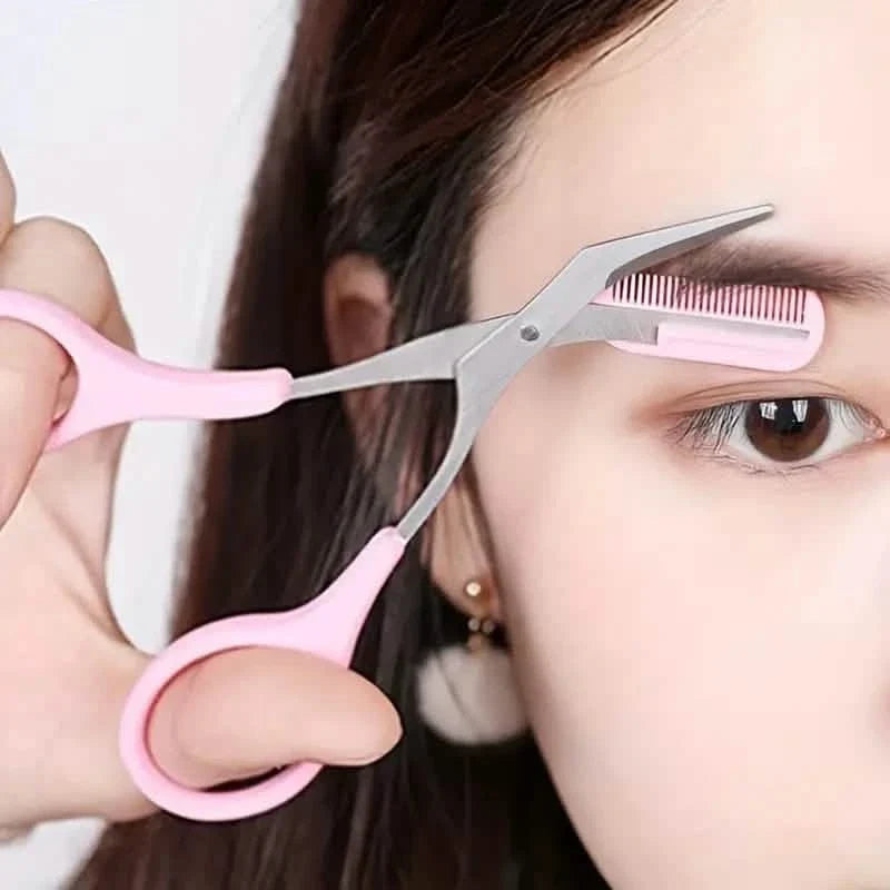 Stainless Steel Eyebrow Trimmer Set, Curved Eyebrow Razor and Scissors With Comb Beauty & Personal Care - Tophatter Daily Deals