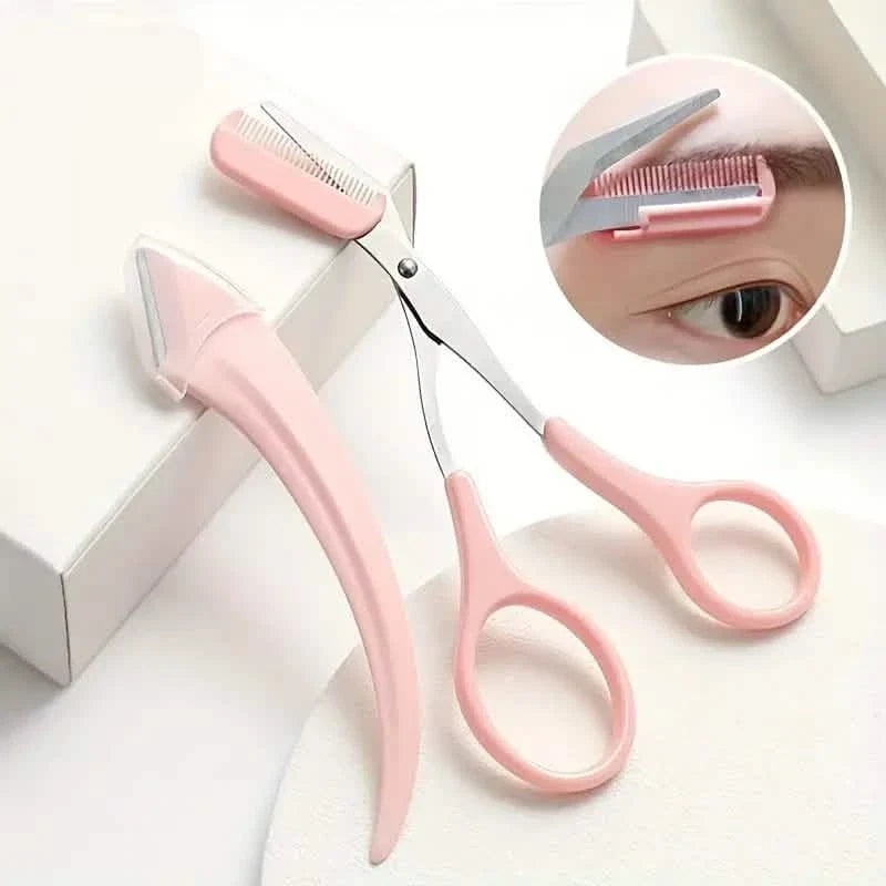Stainless Steel Eyebrow Trimmer Set, Curved Eyebrow Razor and Scissors With Comb Beauty & Personal Care - Tophatter Daily Deals