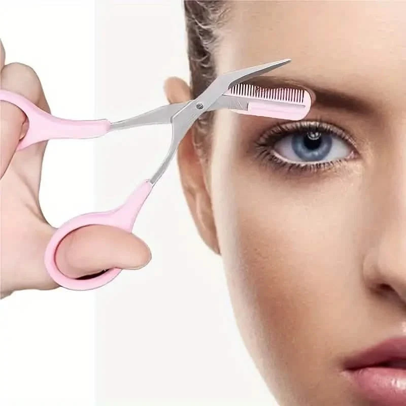 Stainless Steel Eyebrow Trimmer Set, Curved Eyebrow Razor and Scissors With Comb Beauty & Personal Care - Tophatter Daily Deals
