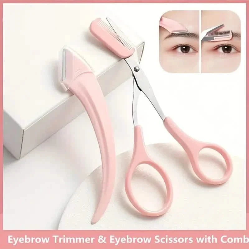 Stainless Steel Eyebrow Trimmer Set, Curved Eyebrow Razor and Scissors With Comb Beauty & Personal Care - Tophatter Daily Deals