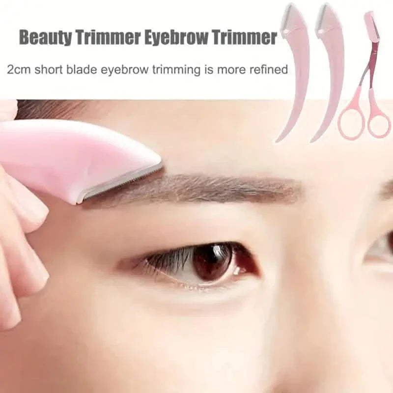 Stainless Steel Eyebrow Trimmer Set, Curved Eyebrow Razor and Scissors With Comb Beauty & Personal Care - Tophatter Daily Deals