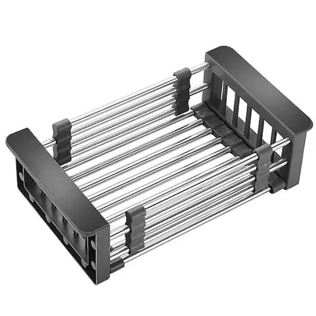 Stainless Steel Frame Drain Basket Telescopic Sink Frame Black Kitchen Tools & Gadgets - Tophatter Daily Deals