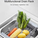 Stainless Steel Frame Drain Basket Telescopic Sink Frame Kitchen Tools & Gadgets - Tophatter Daily Deals