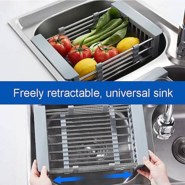 Stainless Steel Frame Drain Basket Telescopic Sink Frame Kitchen Tools & Gadgets - Tophatter Daily Deals