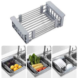 Stainless Steel Frame Drain Basket Telescopic Sink Frame Kitchen Tools & Gadgets - Tophatter Daily Deals