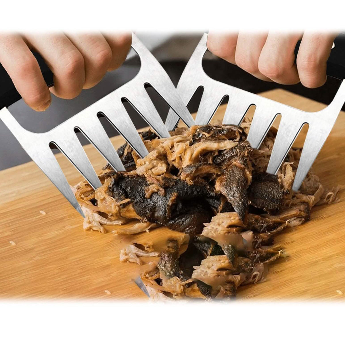 Stainless Steel Meat-Shredding Claws with Wooden Handle Kitchen Tools & Gadgets - Tophatter Daily Deals