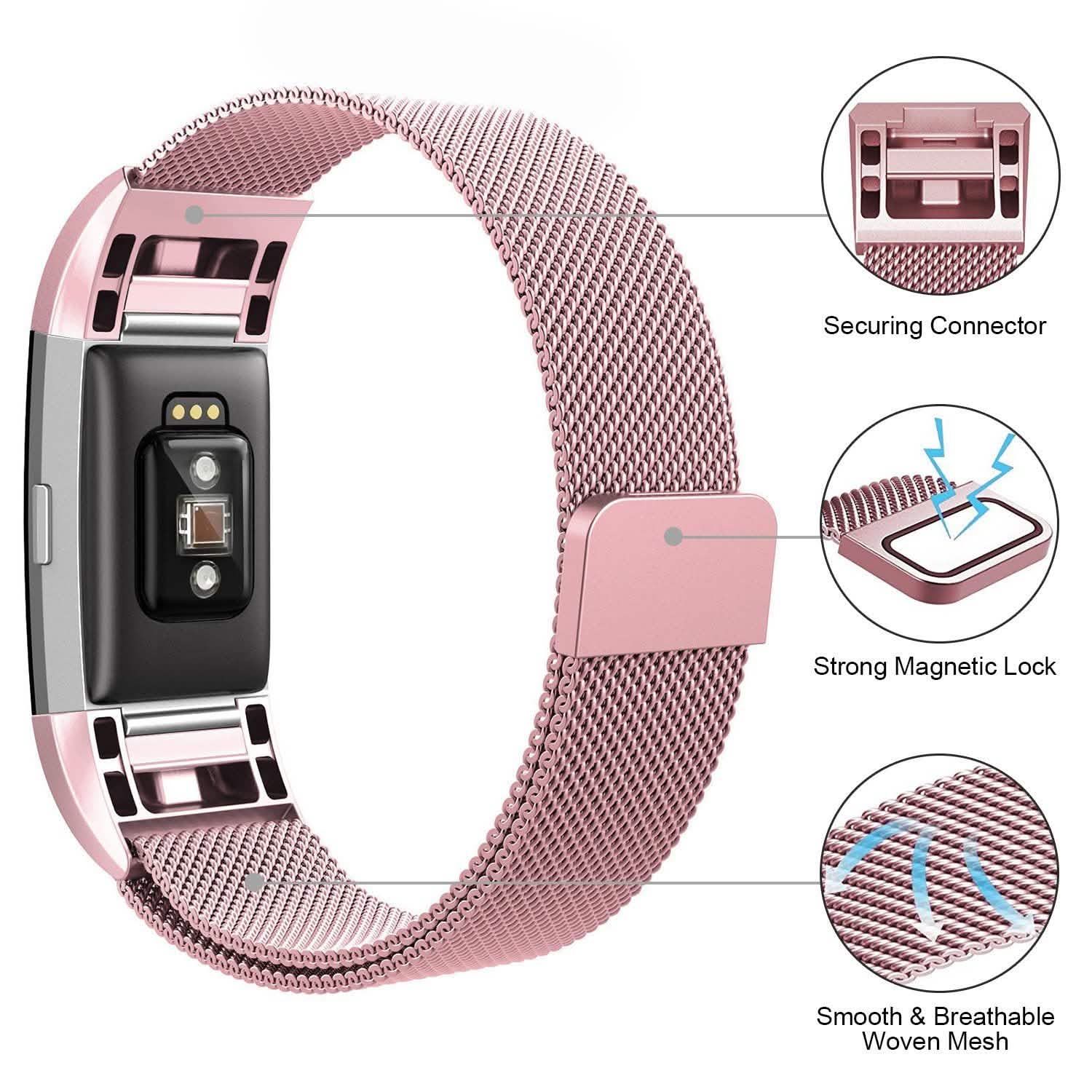 Stainless Steel Mesh Milanese Loop Band for Fitbit Charge 2 Mobile Accessories - Tophatter Daily Deals