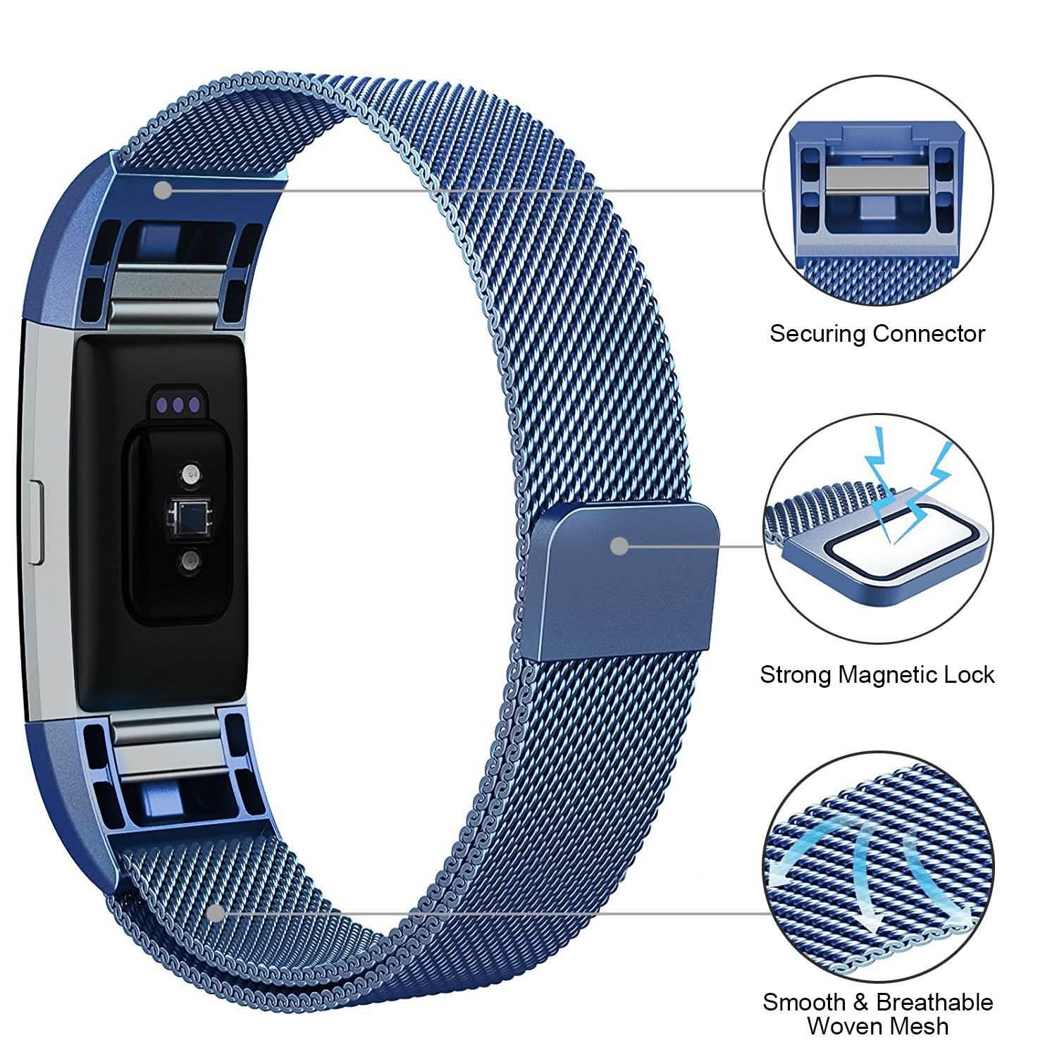 Stainless Steel Mesh Milanese Loop Band for Fitbit Charge 2 Mobile Accessories - Tophatter Daily Deals