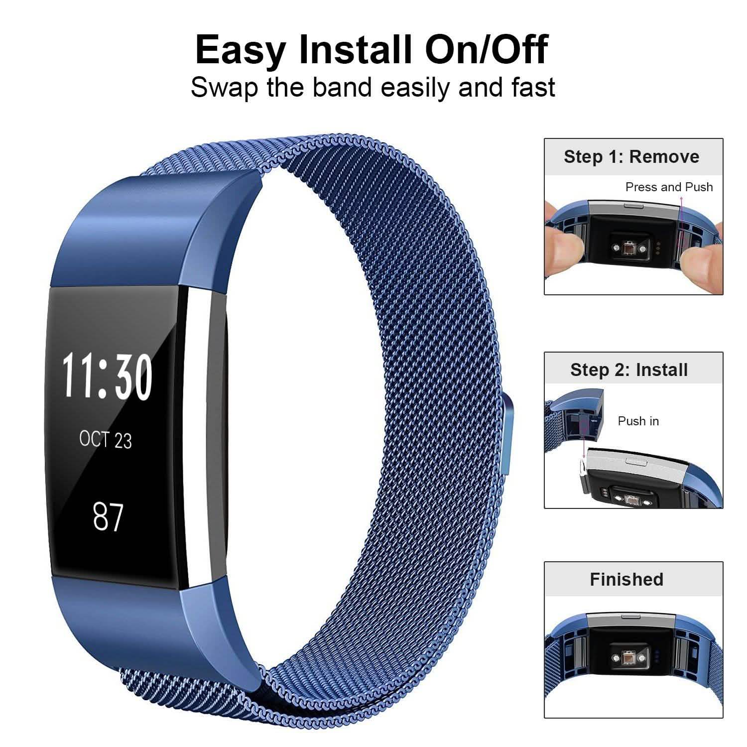 Stainless Steel Mesh Milanese Loop Band for Fitbit Charge 2 Mobile Accessories - Tophatter Daily Deals