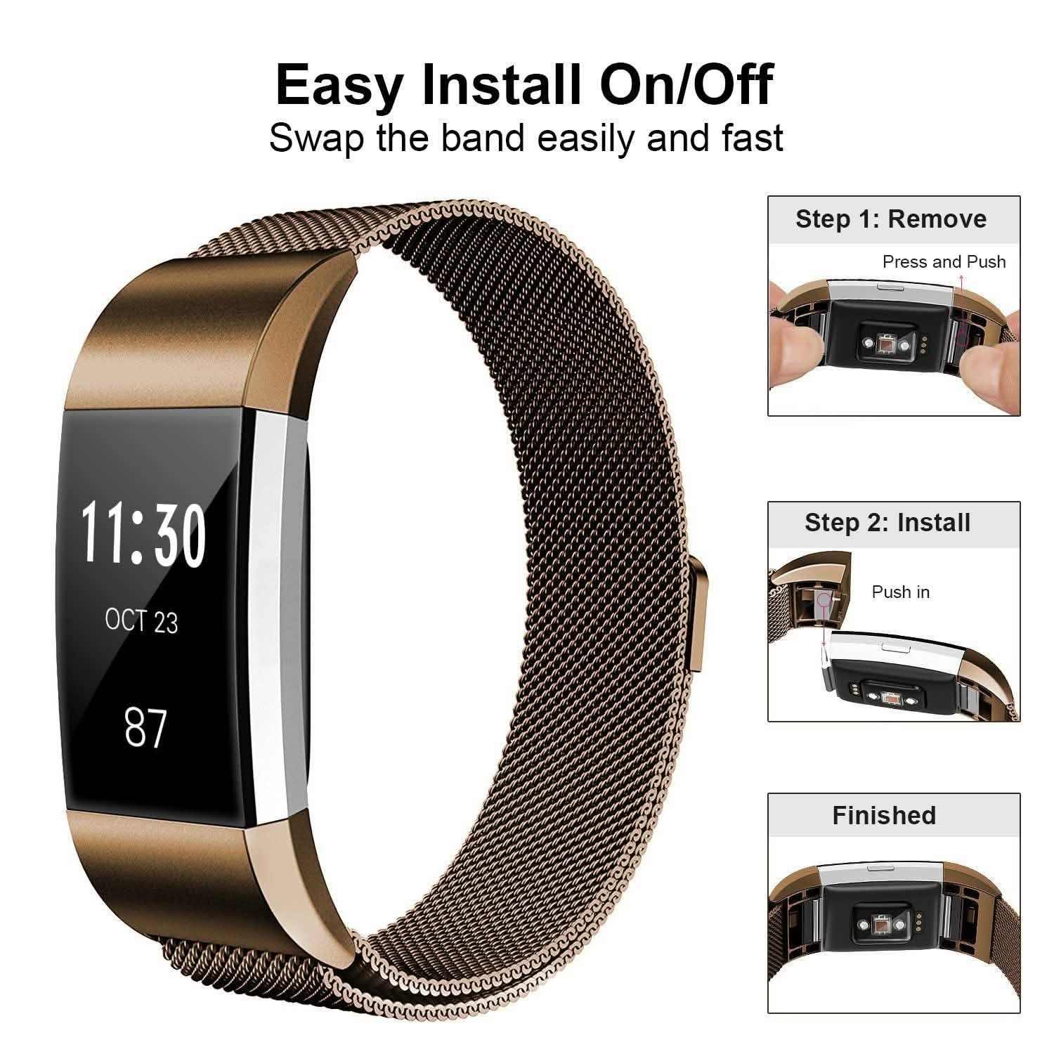 Stainless Steel Mesh Milanese Loop Band for Fitbit Charge 2 Mobile Accessories - Tophatter Daily Deals