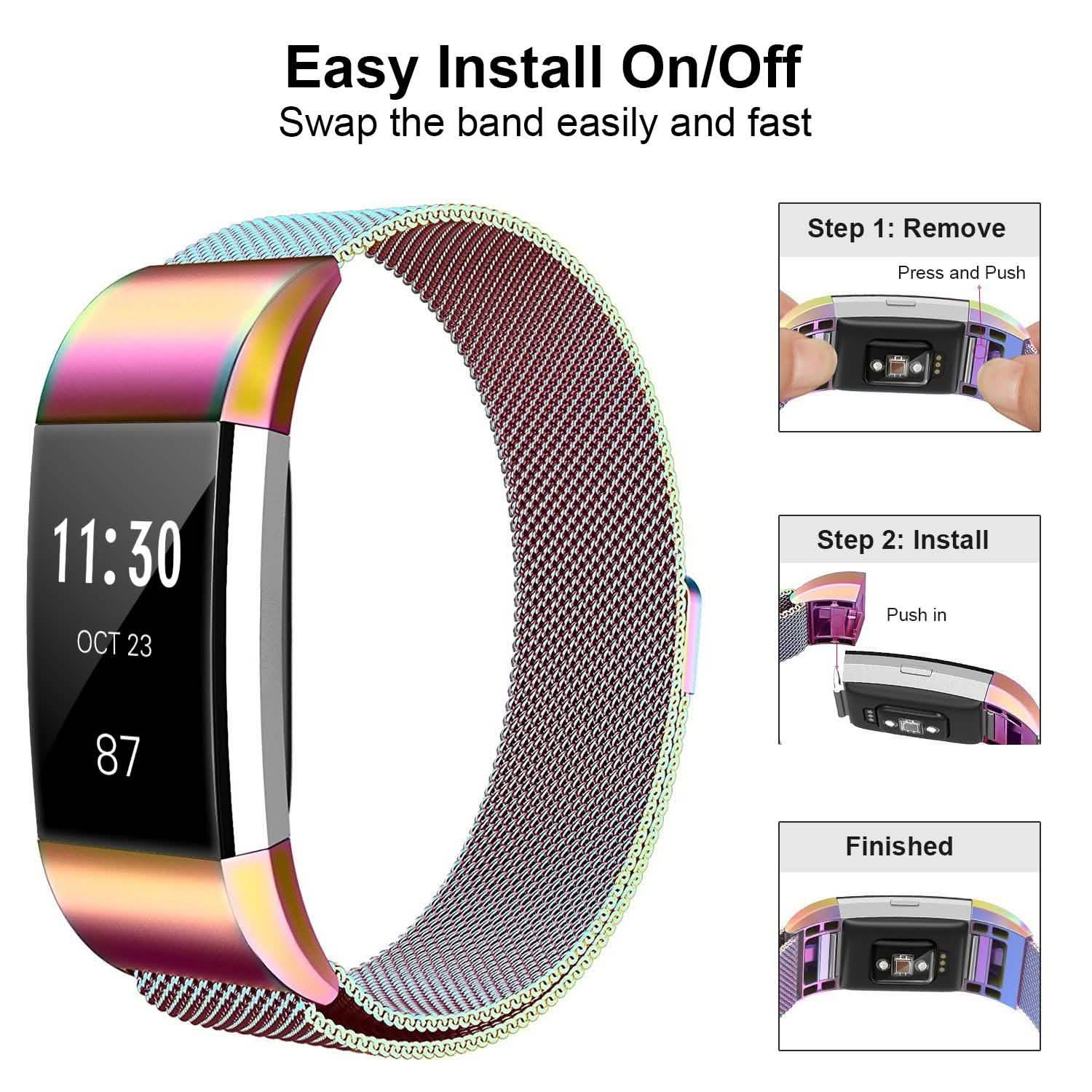 Stainless Steel Mesh Milanese Loop Band for Fitbit Charge 2 Mobile Accessories - Tophatter Daily Deals